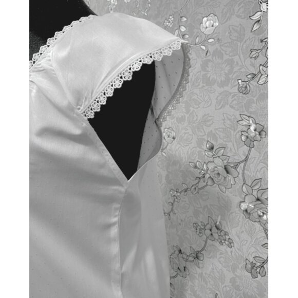 SoieRose 100% Cotton Victorian Nightgown – White with Subtle Blue Dots -SR-1203 - Picture 7 of 10